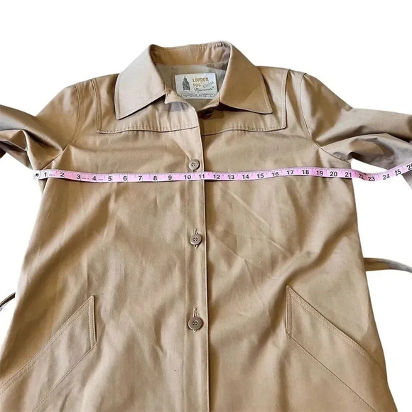 1970 Vintage London Fog Women's Beige Trench Coat Size 16 Long Belted - Picture 3 of 10